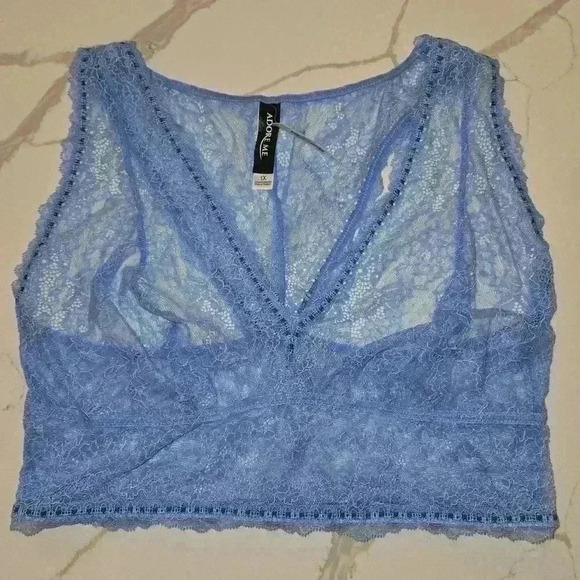 NWT Adore Me Womens Lacy Halter Light Blue Size 1X - Picture 3 of 6